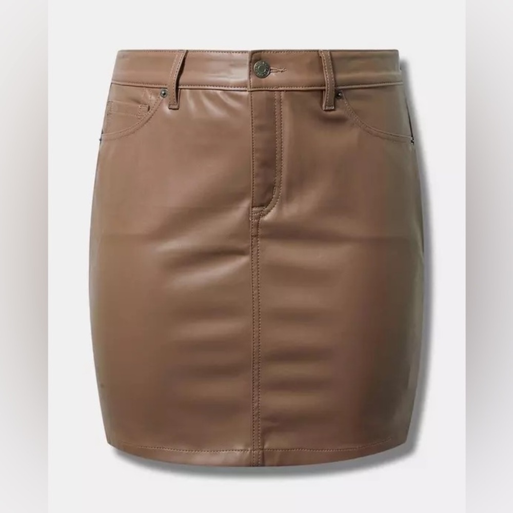 Torrid Faux Leather Mini Skirt Brown Taupe Size 18 Plus